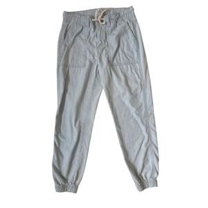 American Eagle Light Blue White Stiped Beachy Joggers 100% Cotton XS Short